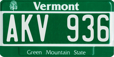 VT license plate AKV936