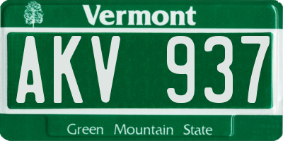 VT license plate AKV937