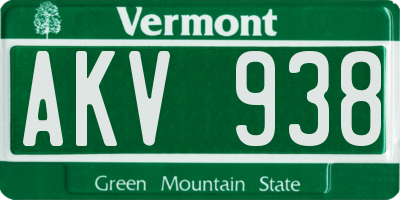 VT license plate AKV938