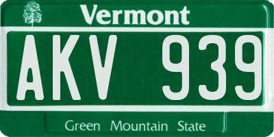 VT license plate AKV939