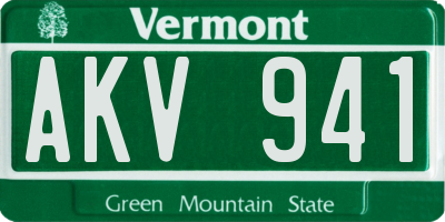 VT license plate AKV941