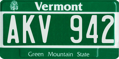 VT license plate AKV942