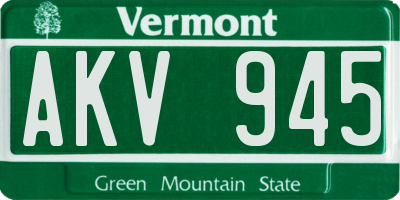 VT license plate AKV945