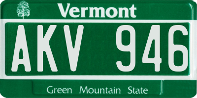 VT license plate AKV946