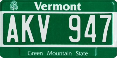 VT license plate AKV947