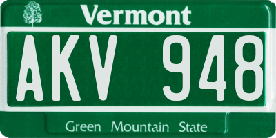VT license plate AKV948