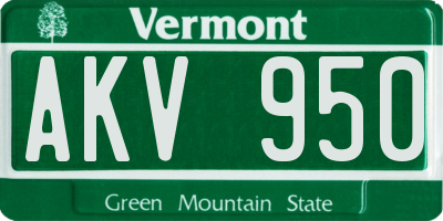 VT license plate AKV950