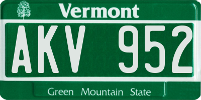VT license plate AKV952