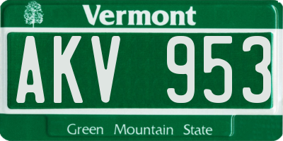 VT license plate AKV953