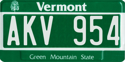 VT license plate AKV954