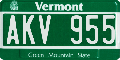 VT license plate AKV955