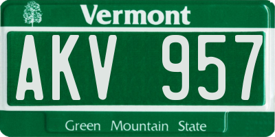 VT license plate AKV957