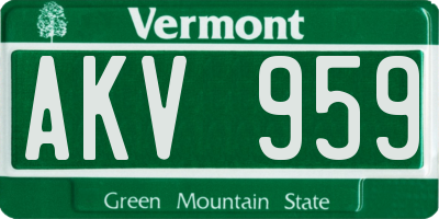 VT license plate AKV959