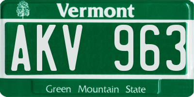 VT license plate AKV963