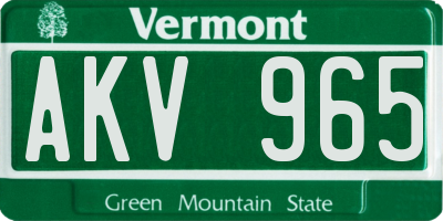 VT license plate AKV965