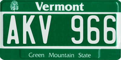VT license plate AKV966