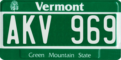 VT license plate AKV969
