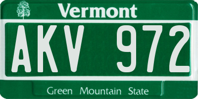 VT license plate AKV972