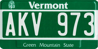 VT license plate AKV973
