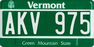VT license plate AKV975
