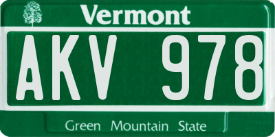 VT license plate AKV978