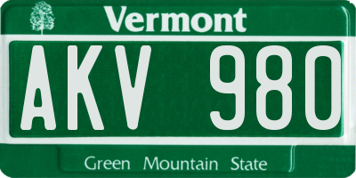 VT license plate AKV980