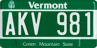 VT license plate AKV981