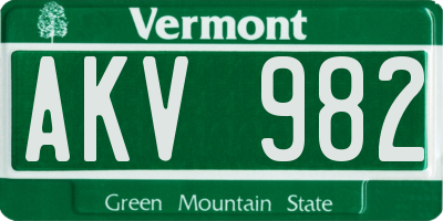 VT license plate AKV982