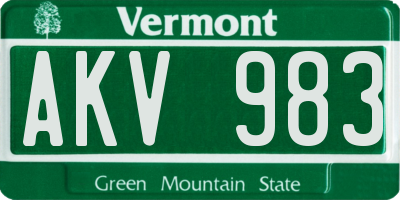 VT license plate AKV983