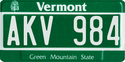 VT license plate AKV984