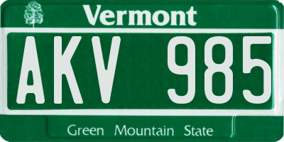 VT license plate AKV985