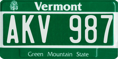 VT license plate AKV987