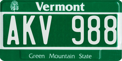 VT license plate AKV988
