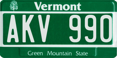 VT license plate AKV990