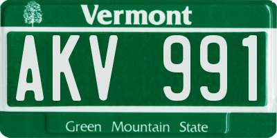 VT license plate AKV991
