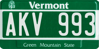 VT license plate AKV993