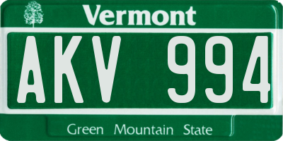 VT license plate AKV994
