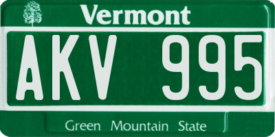 VT license plate AKV995