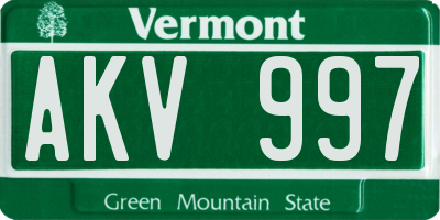 VT license plate AKV997