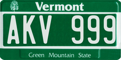 VT license plate AKV999