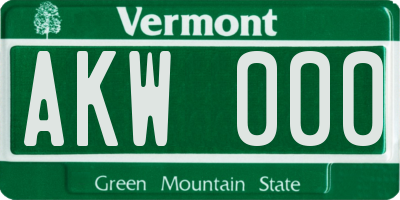 VT license plate AKW000