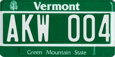 VT license plate AKW004