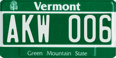 VT license plate AKW006