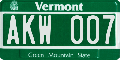 VT license plate AKW007