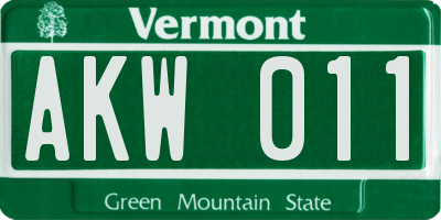 VT license plate AKW011
