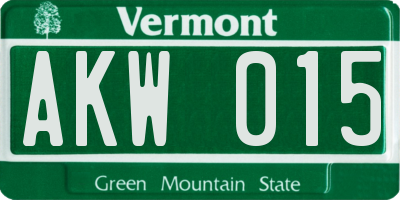 VT license plate AKW015