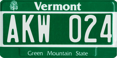 VT license plate AKW024