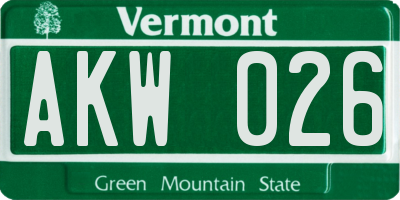VT license plate AKW026