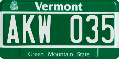 VT license plate AKW035