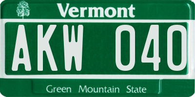 VT license plate AKW040